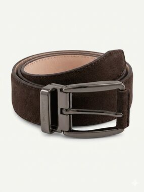 Russell & Bromley Brown Suede Burlington Belt Silver Hardware size 40